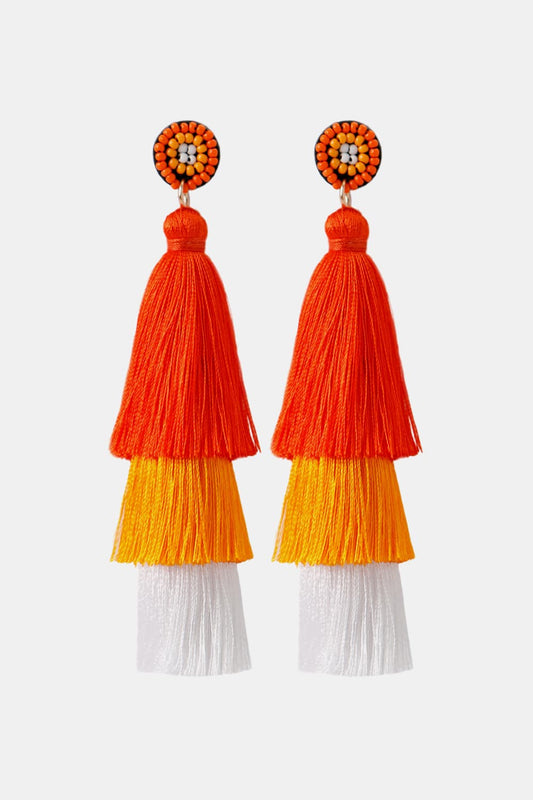 Baeds Detail Triple Layered Tassel Earring