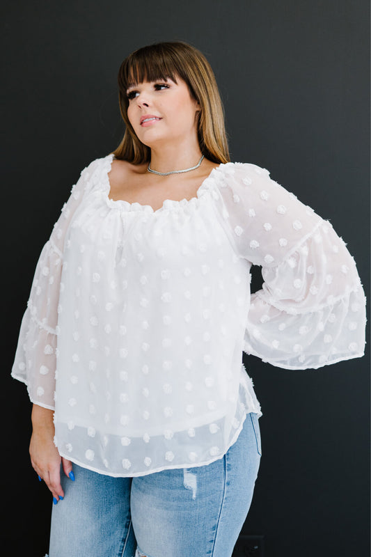 Daydreamer Full Size Run Pom-Pom Blouse