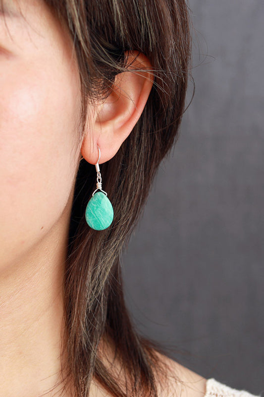 Handmade Natural Stone Teardrop Earrings