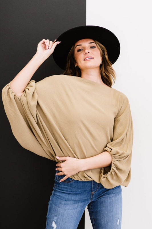 Full Size Run Balloon Sleeve Blouse