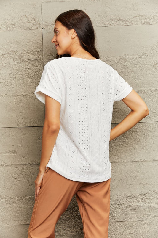 Eyelet Short Sleeve Blouse