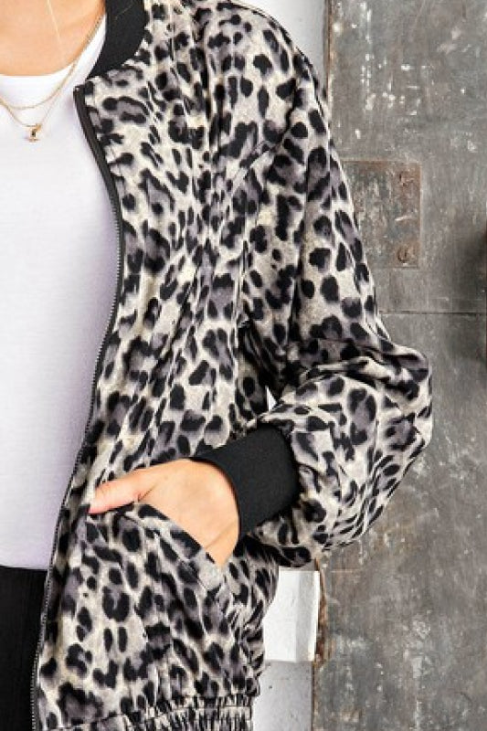 Animal Print Bomber Jacket