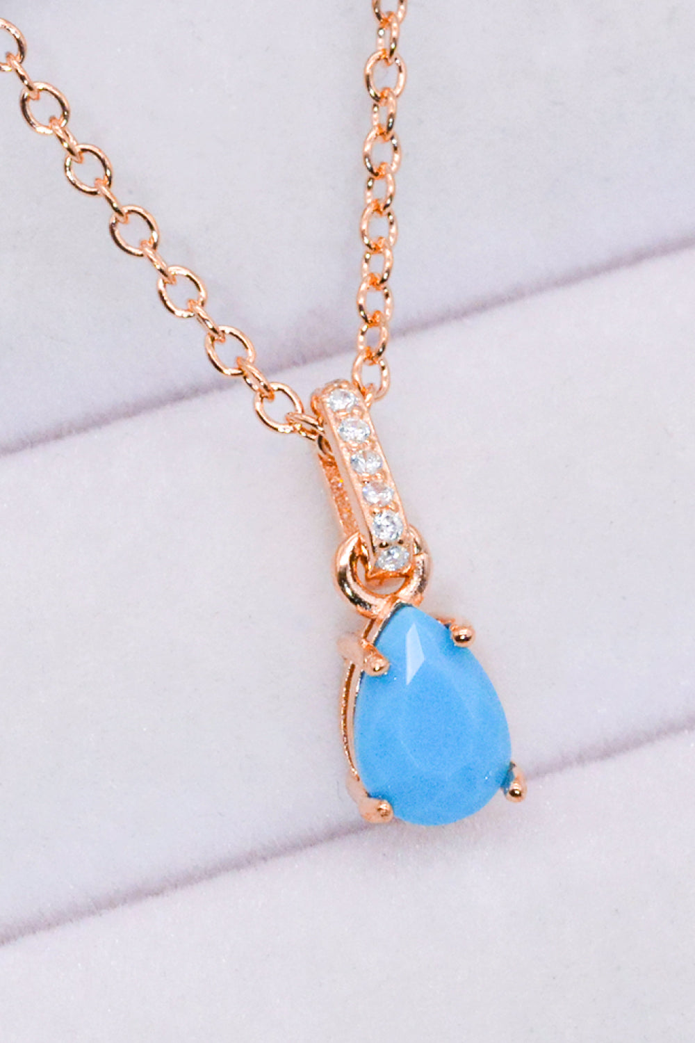 Teardrop Turquoise 4-Prong Pendant Necklace